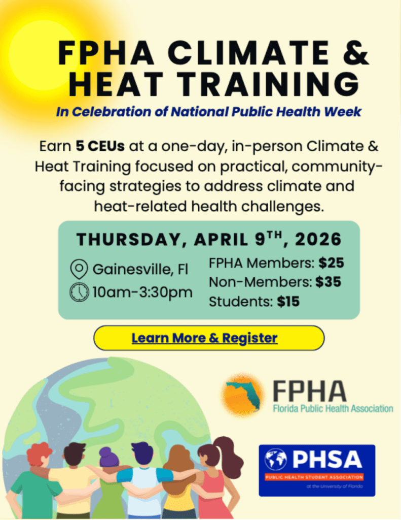 FPHA Climate & Heat Training event flyer.